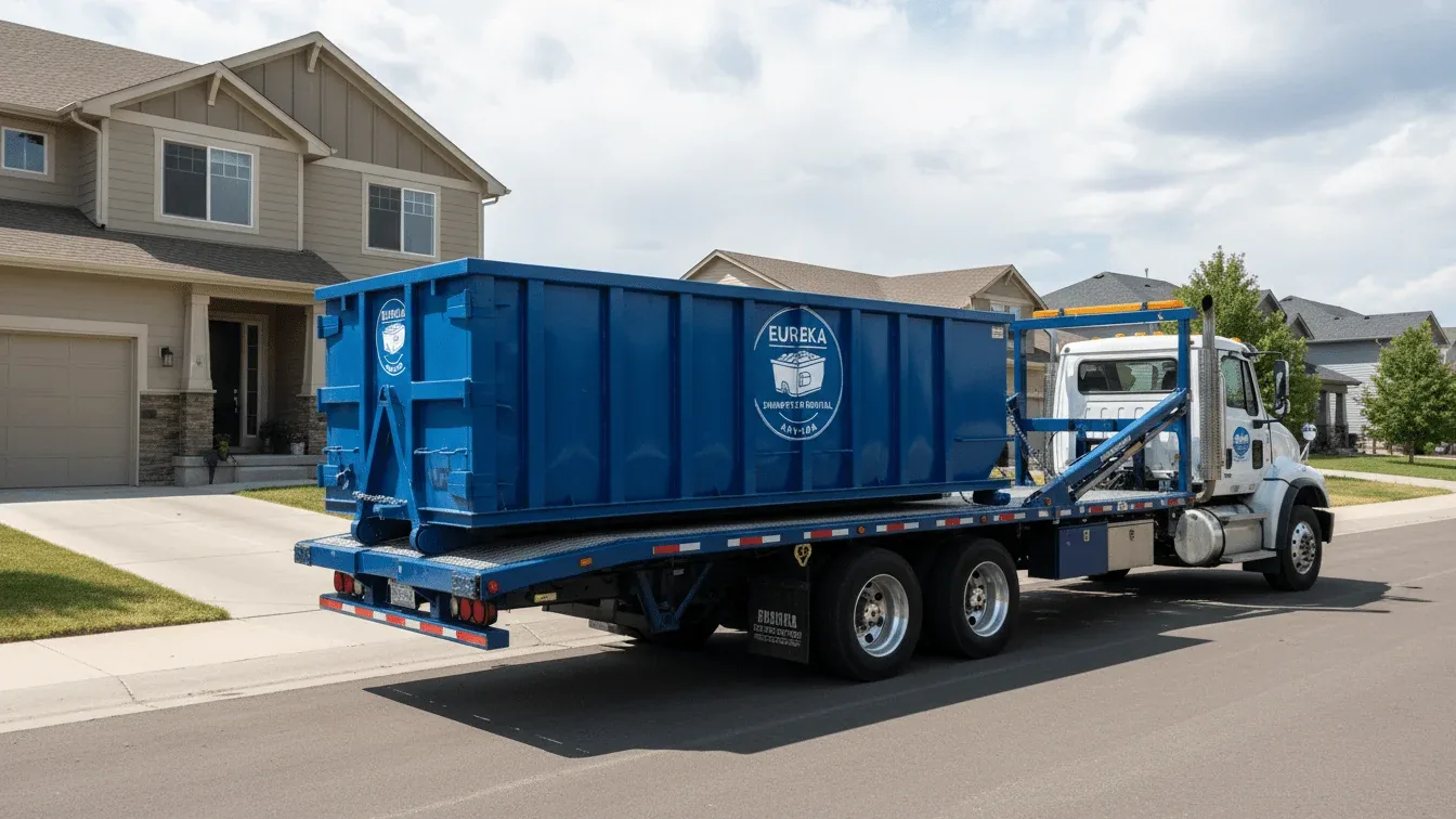 Serving the Denver metro area Eureka Dumpster Rental Arvada container placed in an Arvada driveway